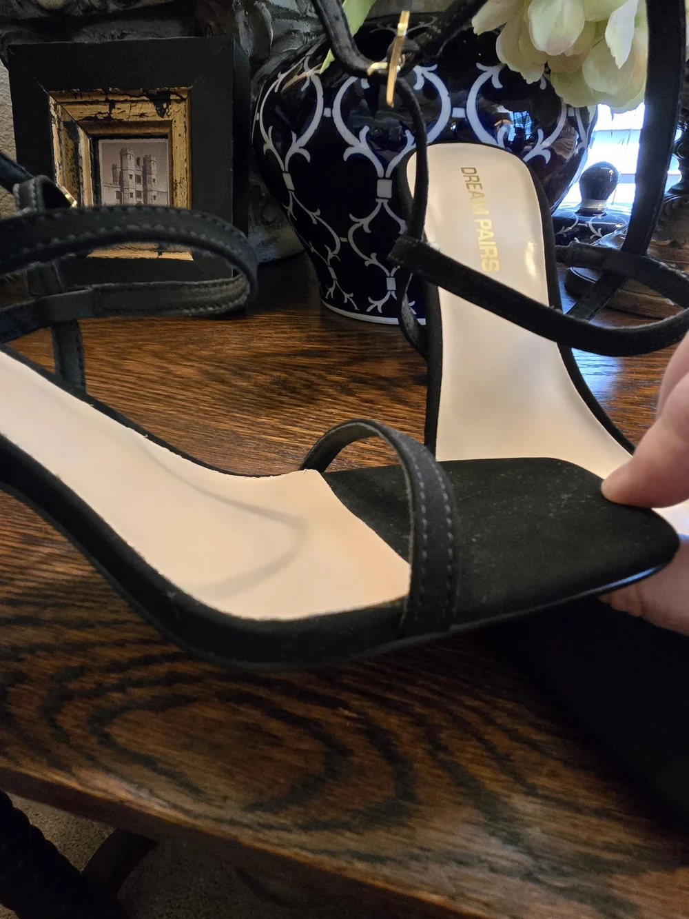 Dream Pairs Black Strappy Square-Toe Slingback Heels